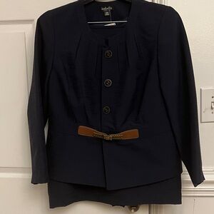 Isabella Navy Skirt Set with Brown Accents